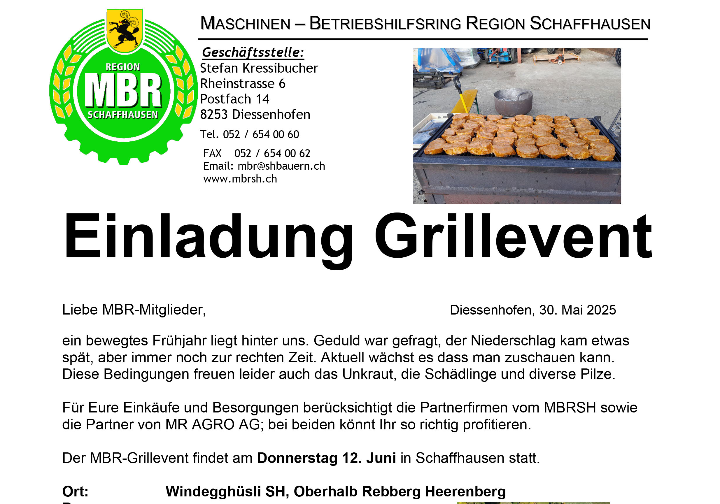 Einladung Grillevent Juni 2025